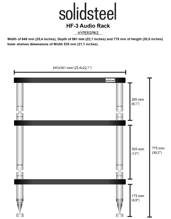 Solidsteel S2-3 mobile hifi 3 ripiani